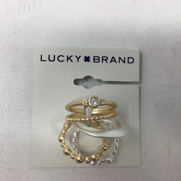 Lucky Brand Two Tone Ring Stack, Women's Size Multi - Picture 6 of 6